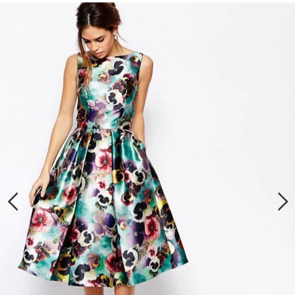 Chi Chi London (ASOS) Floral Prom Skater Dress